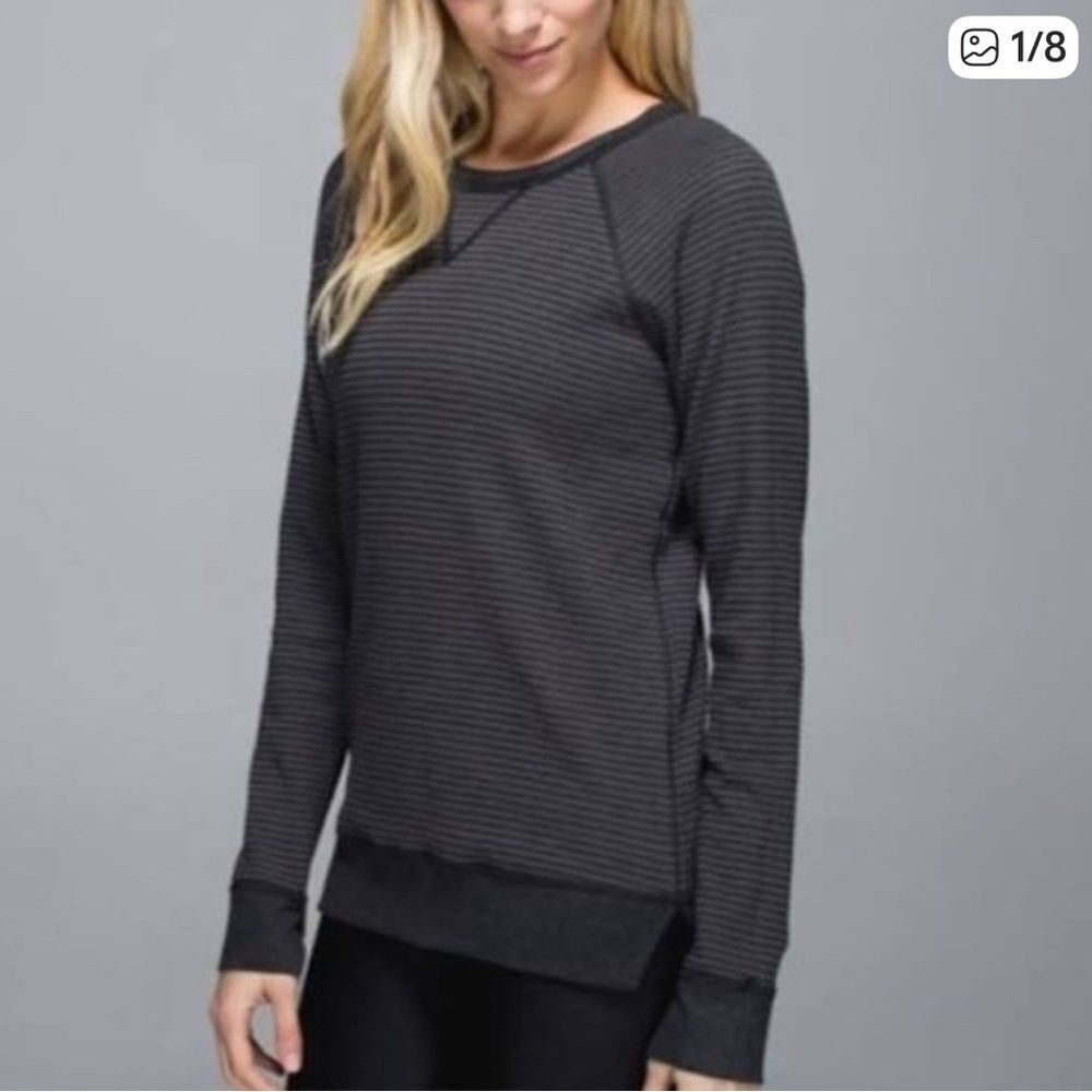 Lululemon Open Your Heart Long Sleeve II in Heathered Black Classic Stripe